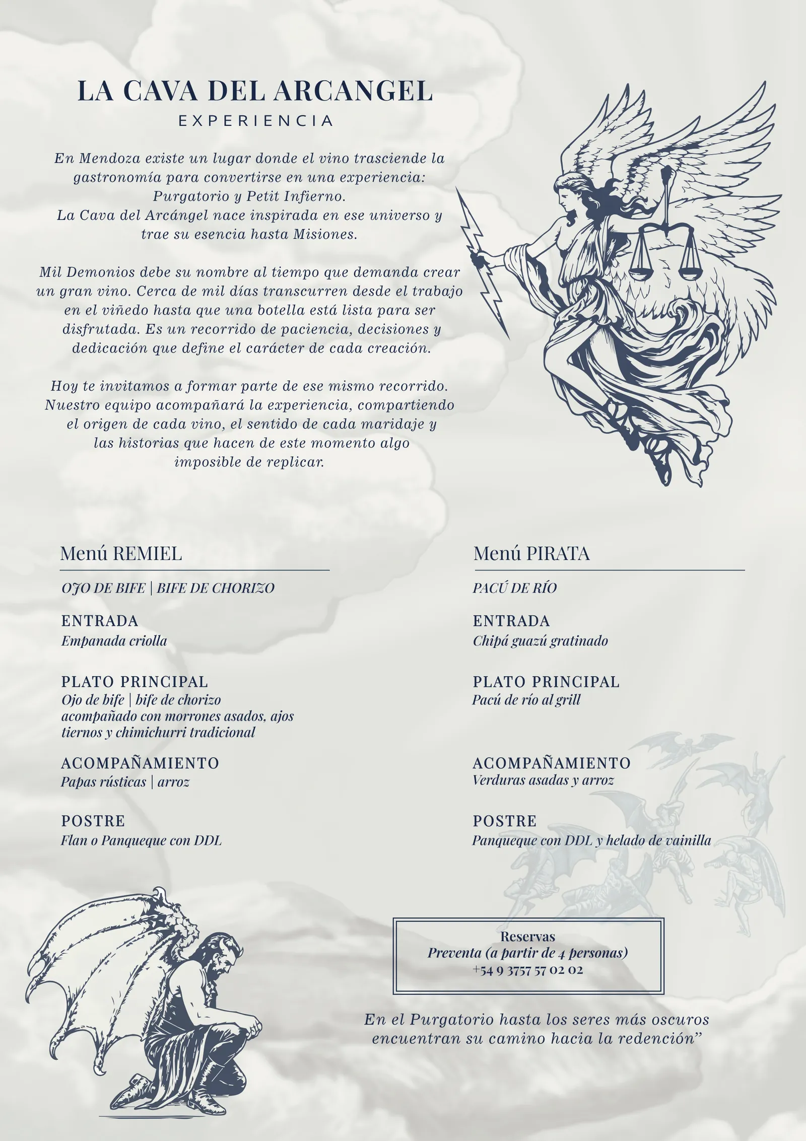 Menú Experiencia, página 1 de 2. El texto completo está debajo.